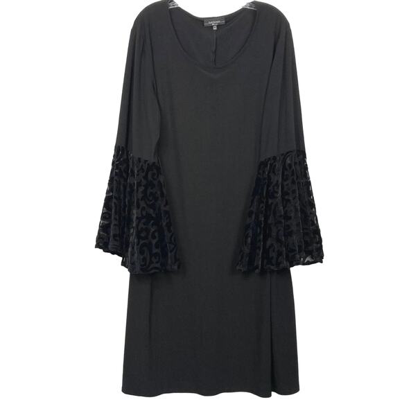 NWOT R&M RICHARDS Dress 18 Velour Burnout Flared Bell Sleeve A Line - Picture 2 of 9